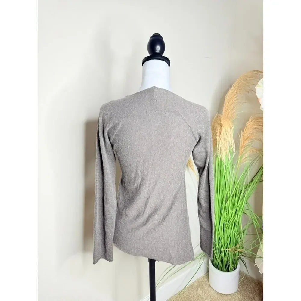 Lauren Vidal Paris Wool Sweater Asymmetrical Brown Sz Medium V Neck Womens - Picture 4 of 6